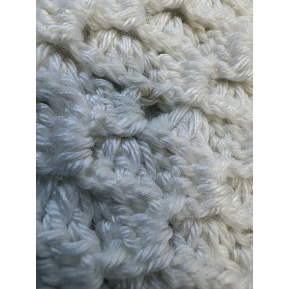 Vintage Handmade CROCHET AFGHAN BABY BLANKET Cream Pink Border 38"X 42" Bear‎ - Picture 9 of 9